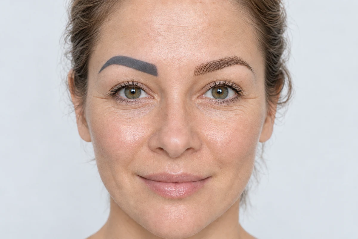 Comparaison entre un ancien tatouage de sourcil et un microblading naturel